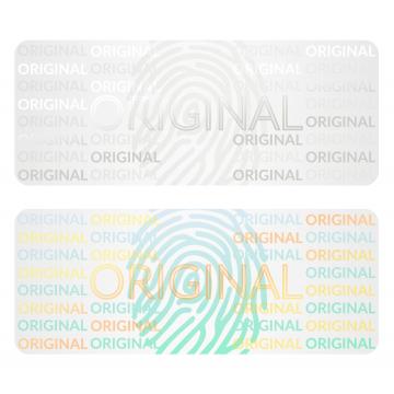 Transparent hologram sticker, original, fingerprint motive, 25 x 10 mm