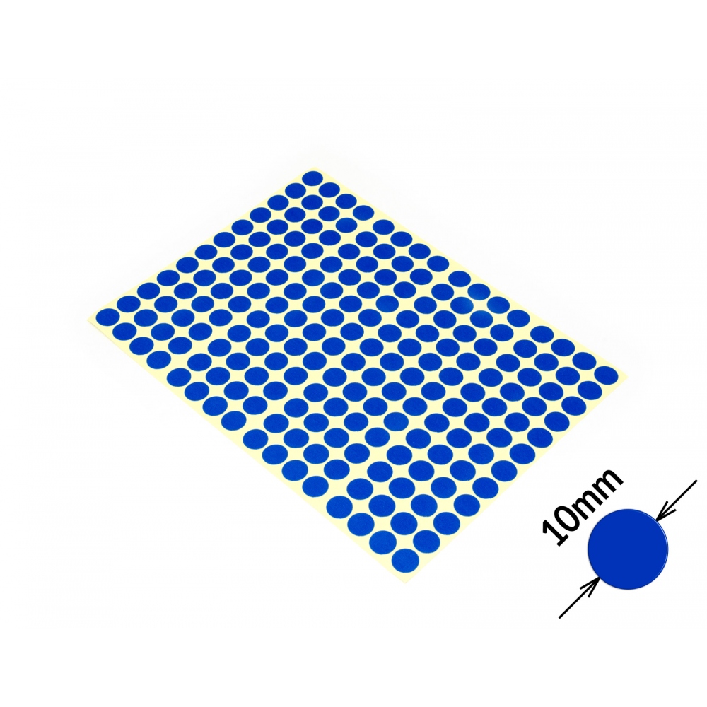 Round colored signaling stickers  unprinted 10 mm blue