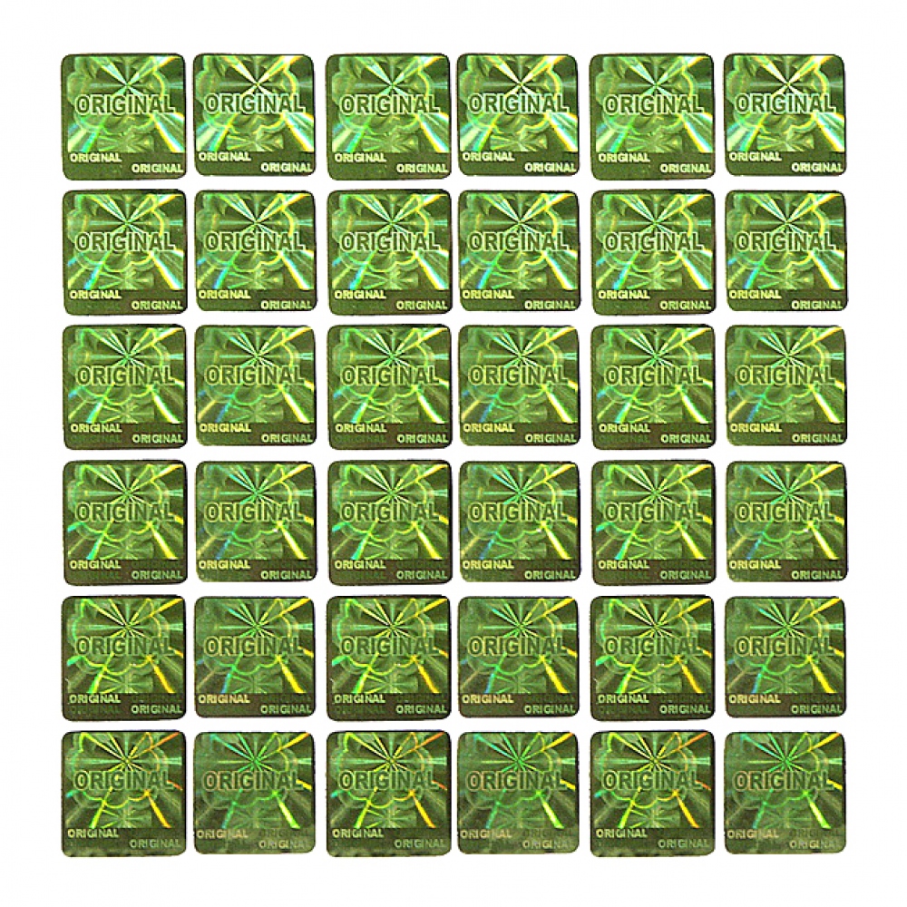 Holographic sticker Original 15x15mm green