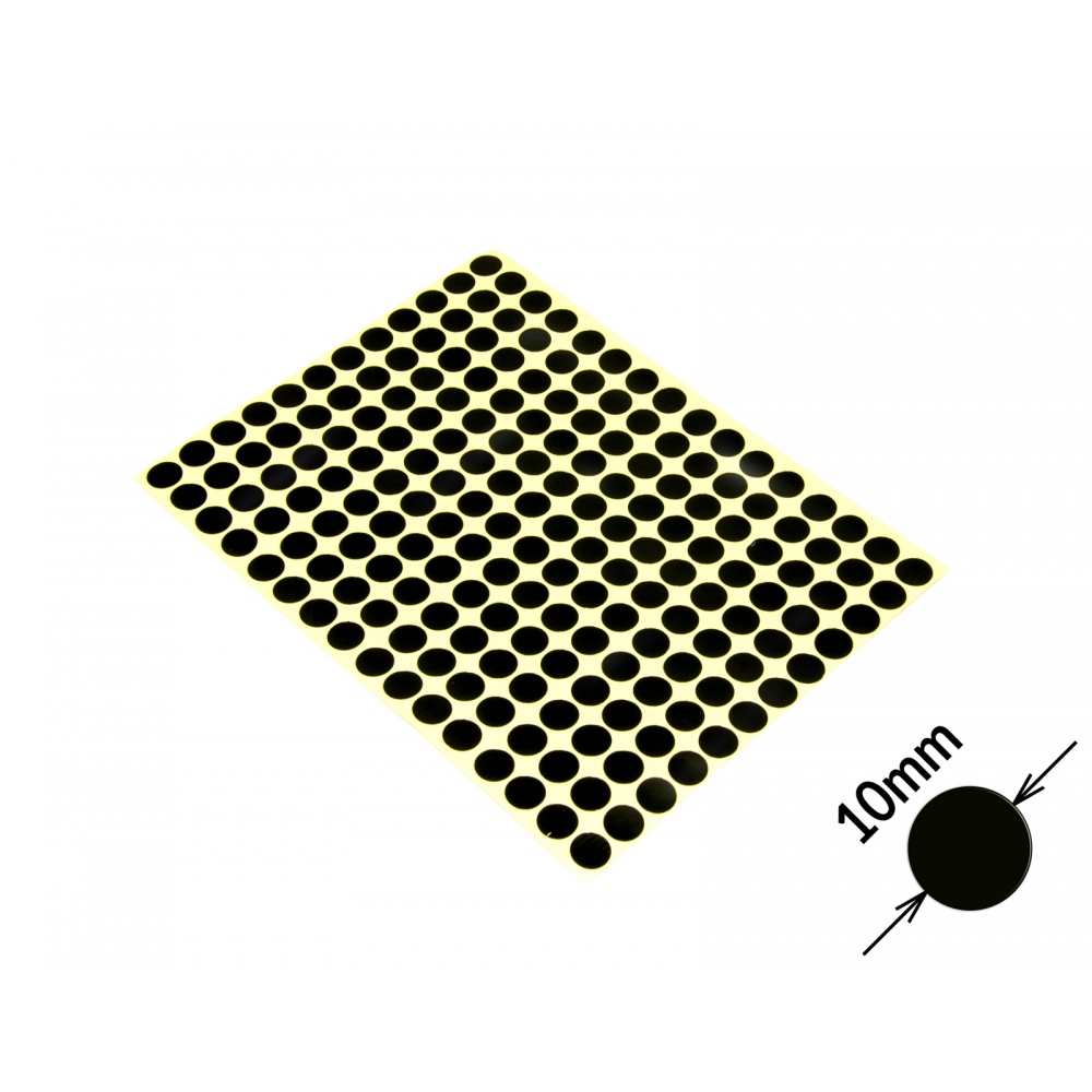 Round colored signaling stickers  unprinted 10 mm black