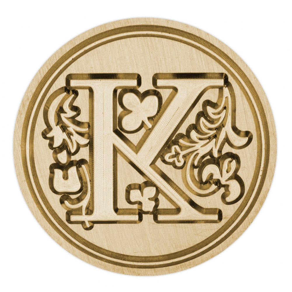 Brass seal stamp (stamping block) for wax - a decorative block letter K