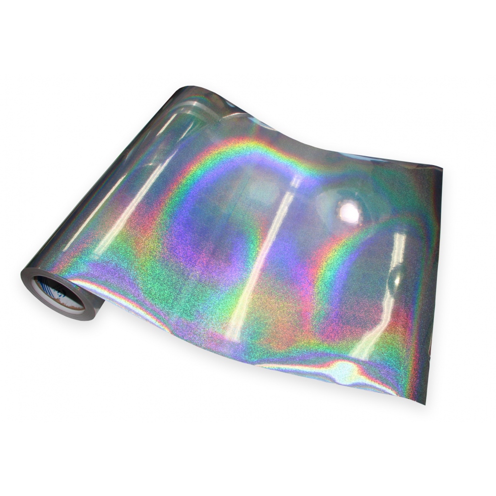 Universal holographic self-adhesive foil on meters - motive silver dots