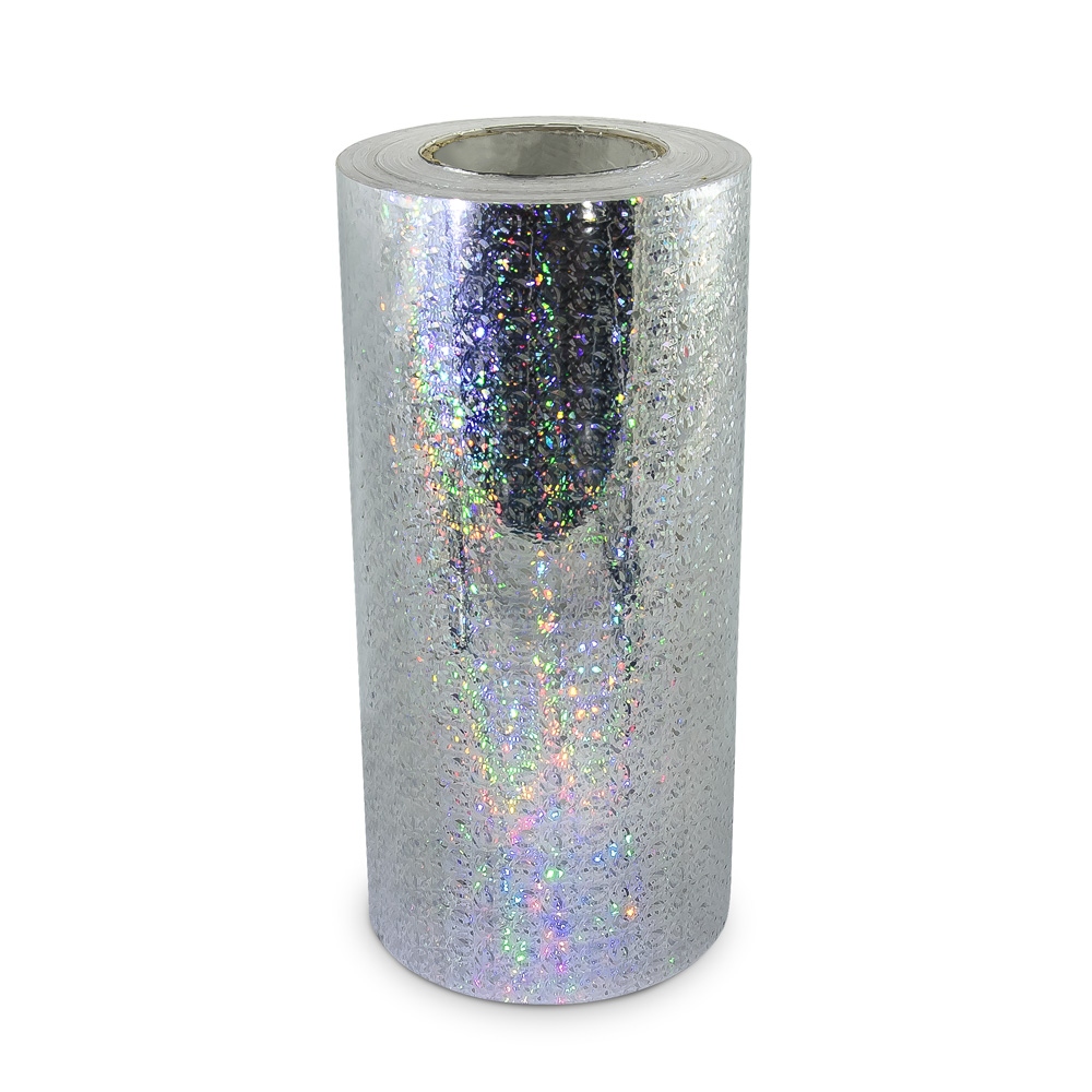Universal holographic self-adhesive foil on meters MOTIVE 9 fragments and casters - width 30cm silver