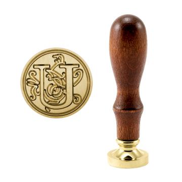 Brass seal stamp (stamping block) for wax - a decorative block letter U