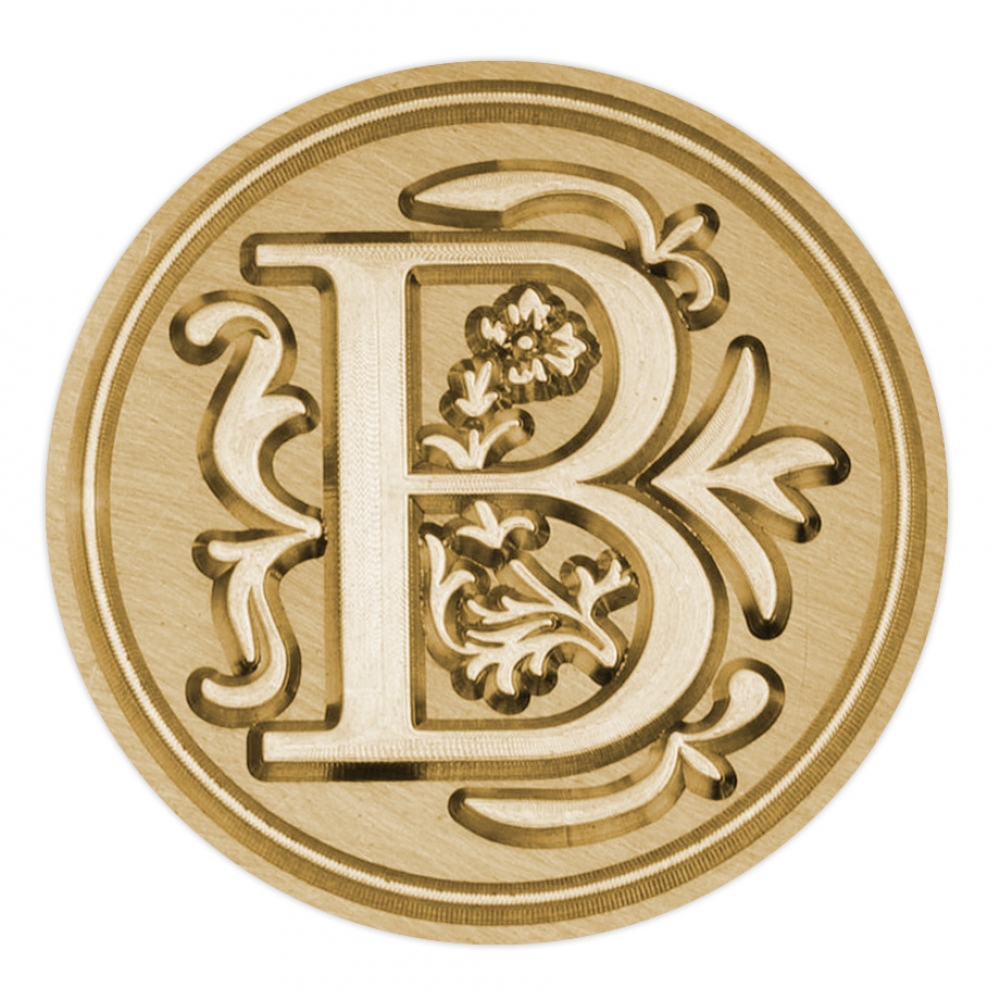Brass seal stamp (stamping block) for wax - a decorative block letter B