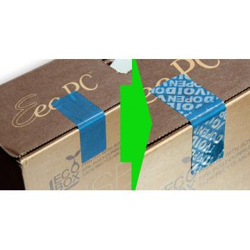 Green non-residual rectangular VOID sticker with high adhesion