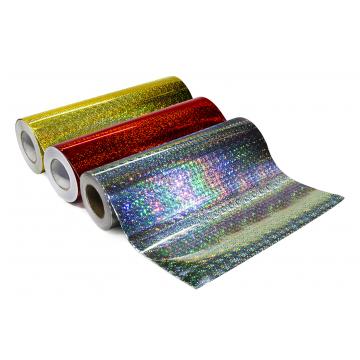 Universal holographic self-adhesive foil on meters - red casters