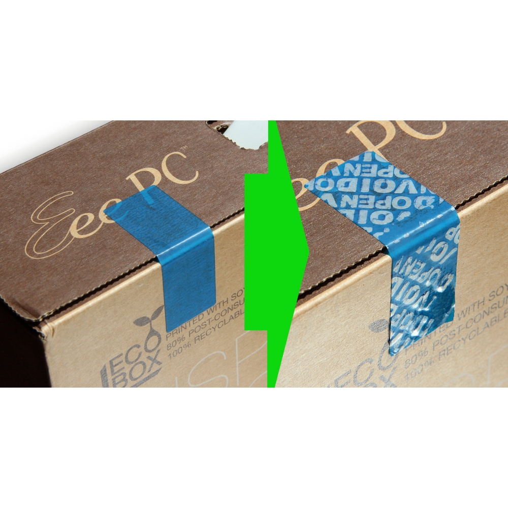 White non-residual rectangular VOID sticker with high adhesion